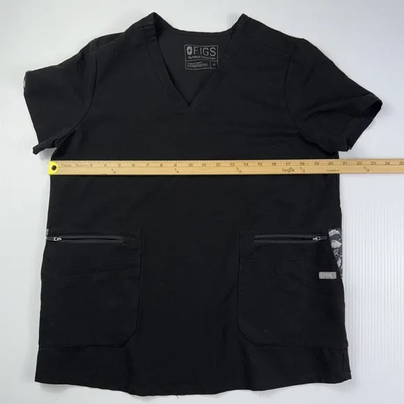 Figs Casma Technical Collection Feather Black Scrub Top Rayon Women M W19SW1001‎ - Image 4