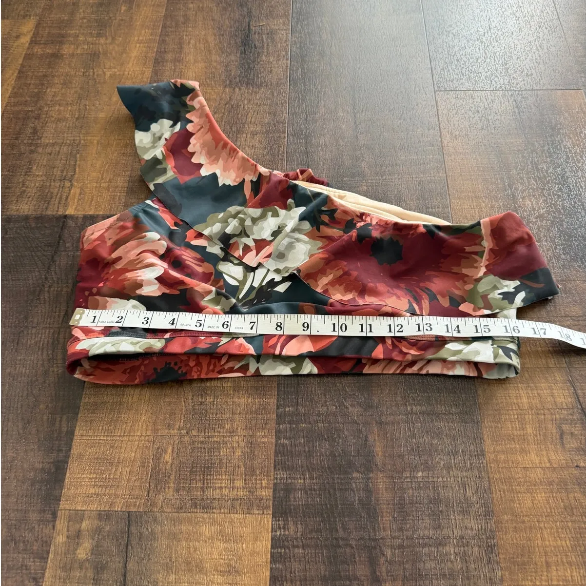 Albion Fit Icon One Shoulder Floral Ruffle Asymmetrical Swim Bikini Top Size XXL - Image 7