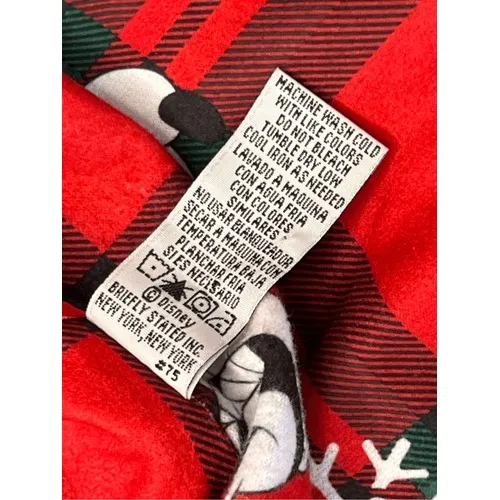 Disney Mickey Mouse Holida Party Santa Hat Plaid‎ Flannel Pajama Pant Set LARGE - Image 6