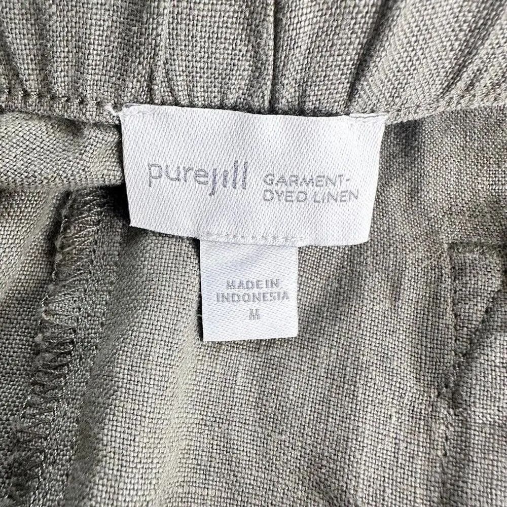 Pure J Jill Sage Green 100% Linen Wide Leg Pull On Pockets Crop Pants Medium M - Image 6