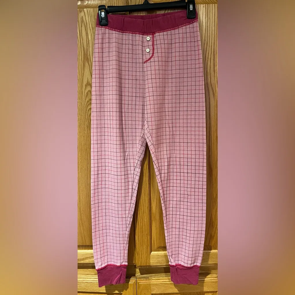 Free People Intimately Chill Evening Pink‎ Plaid Pajama Lounge Pants Size XS - Image 2