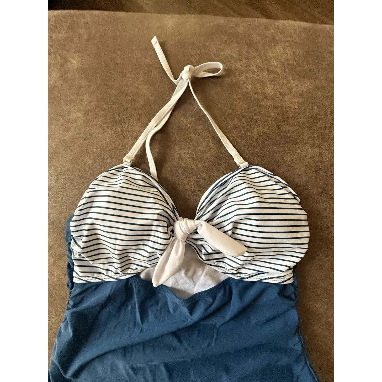 Tempt Me Tie Knot Cutout One Piece Swimsuit Size XL Blue - Image 2