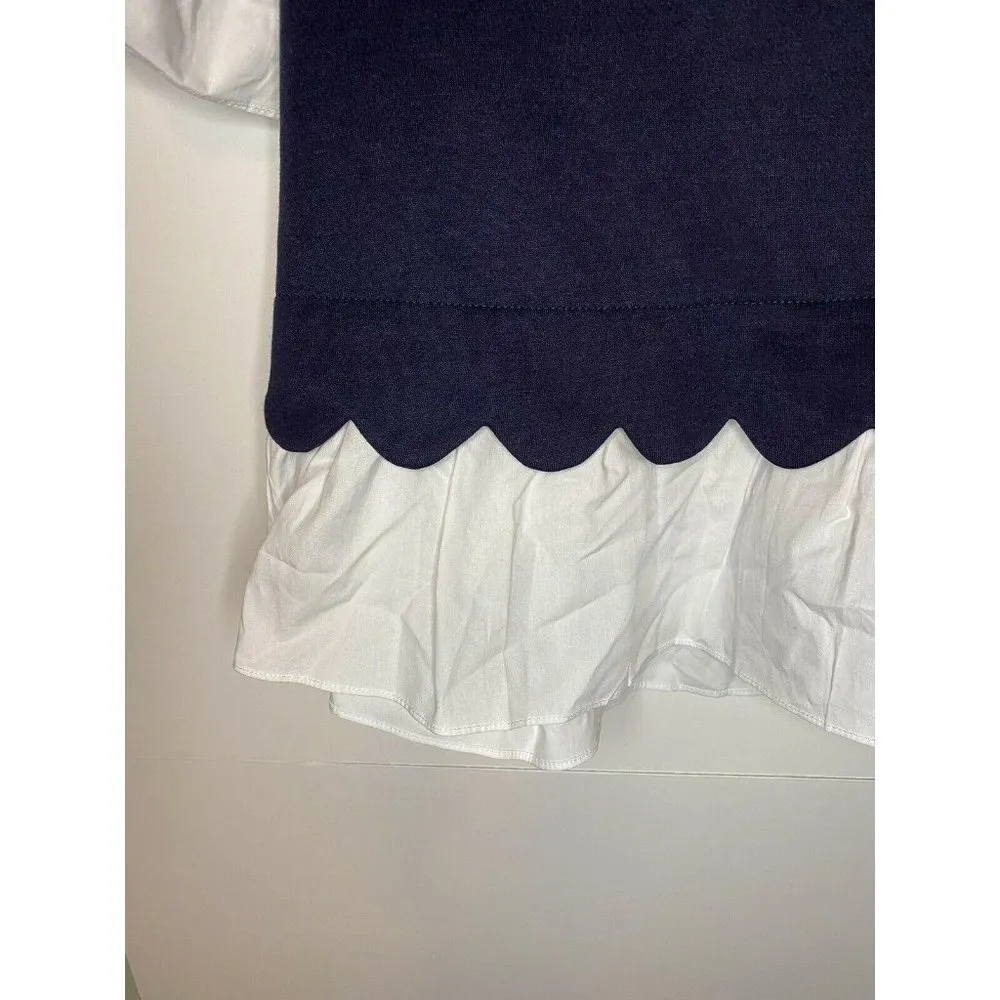 Sugar Lips Off The Shoulder Top Small Navy White Short Sleeve Ruffle Blouse XS - Image 3