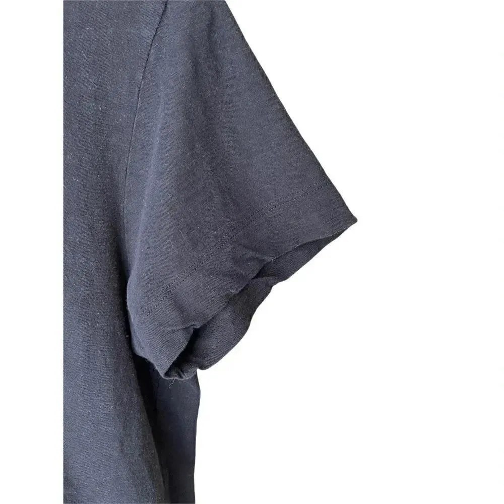 Theory Black Womens Cropped Crewneck Short Sleeves T-Shirt SZ L - Image 3