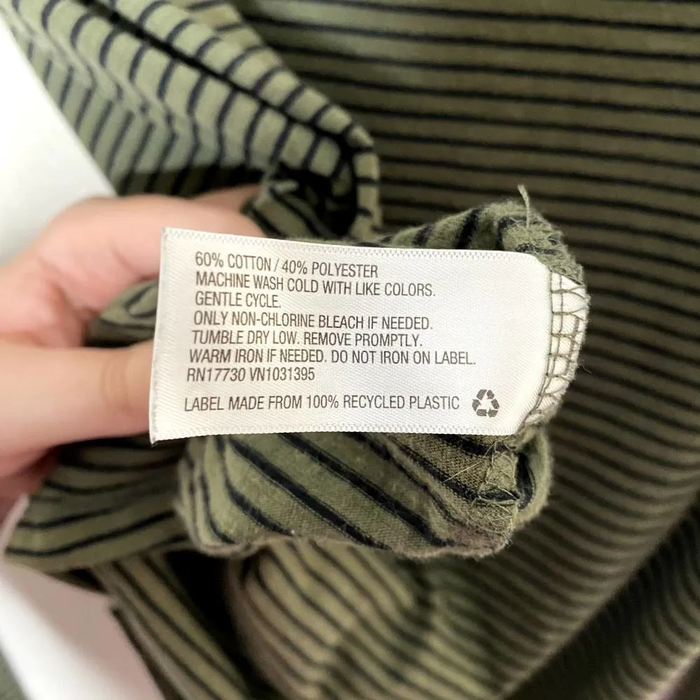 Mossimo Supply Co. Long Sleeve V-Neck Striped T-Shirt Green Black Size XL Tee - Image 7