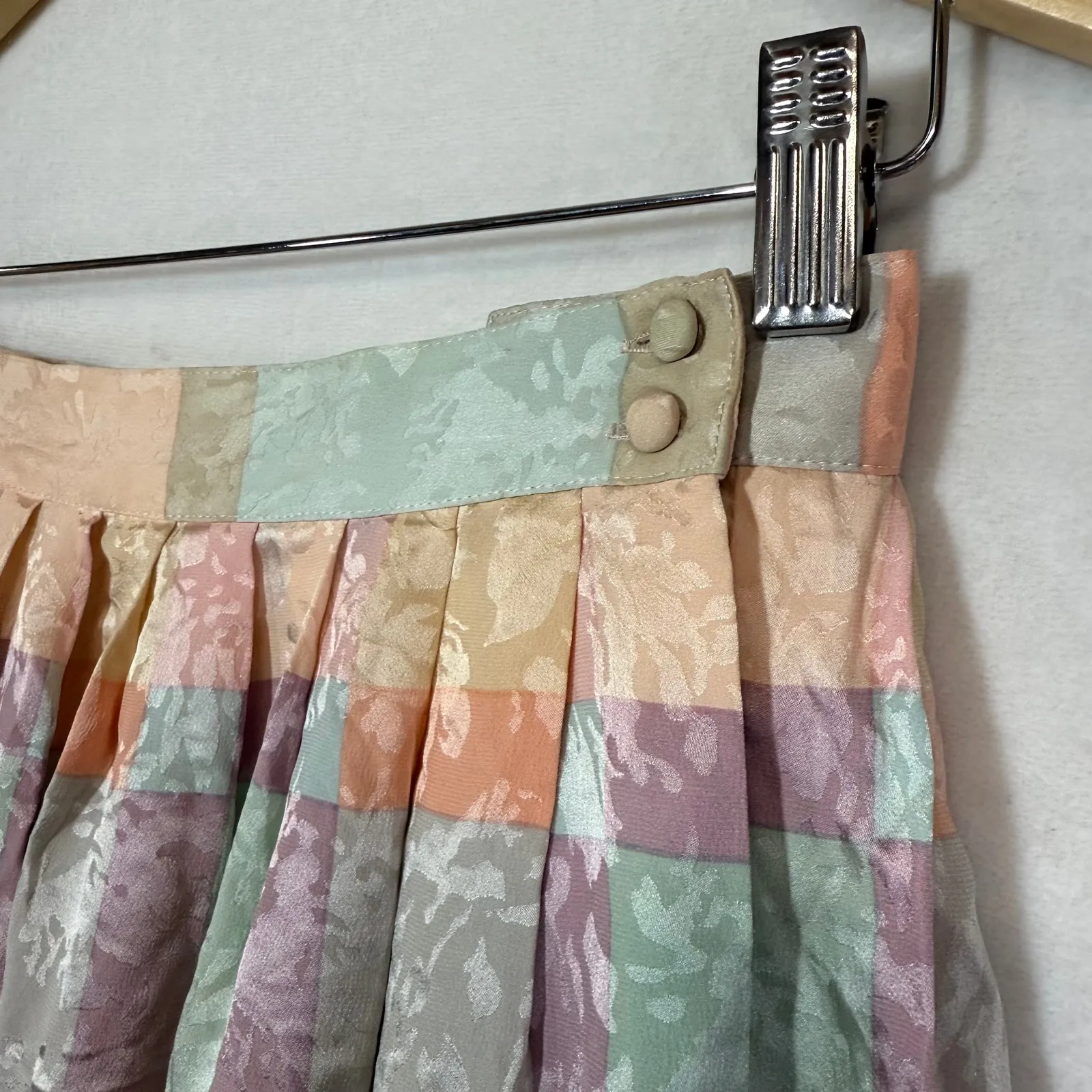 Vintage Jerri Sherman XS Silk Pastel‎ Skirt Pleated Mod Preppy Colorful 80s Rare Purple - Image 4