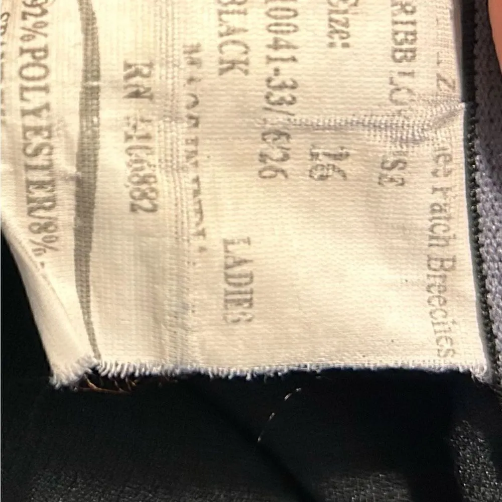 Tuff Rider Black Ribbed Front Zip Stretch Knee Breeches Riding Pants Size 26 - Image 8