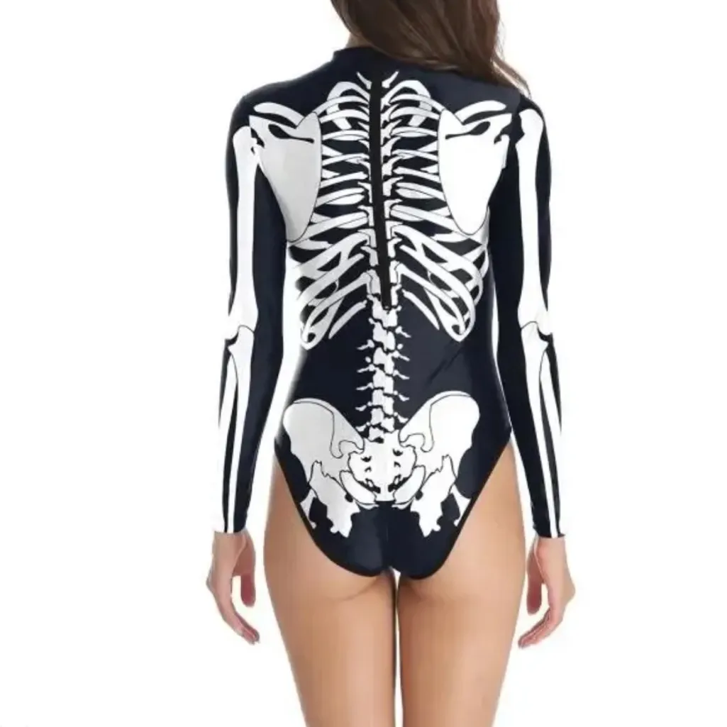 🆕 Skeleton Print Black Bodysuit Size S/M - Image 7