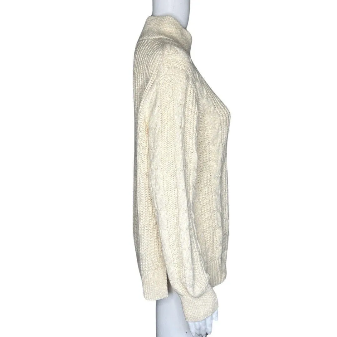 Banana Republic Sweater Womens Medium Beige Cable Knit Fisherman Neutral Minimal - Image 2