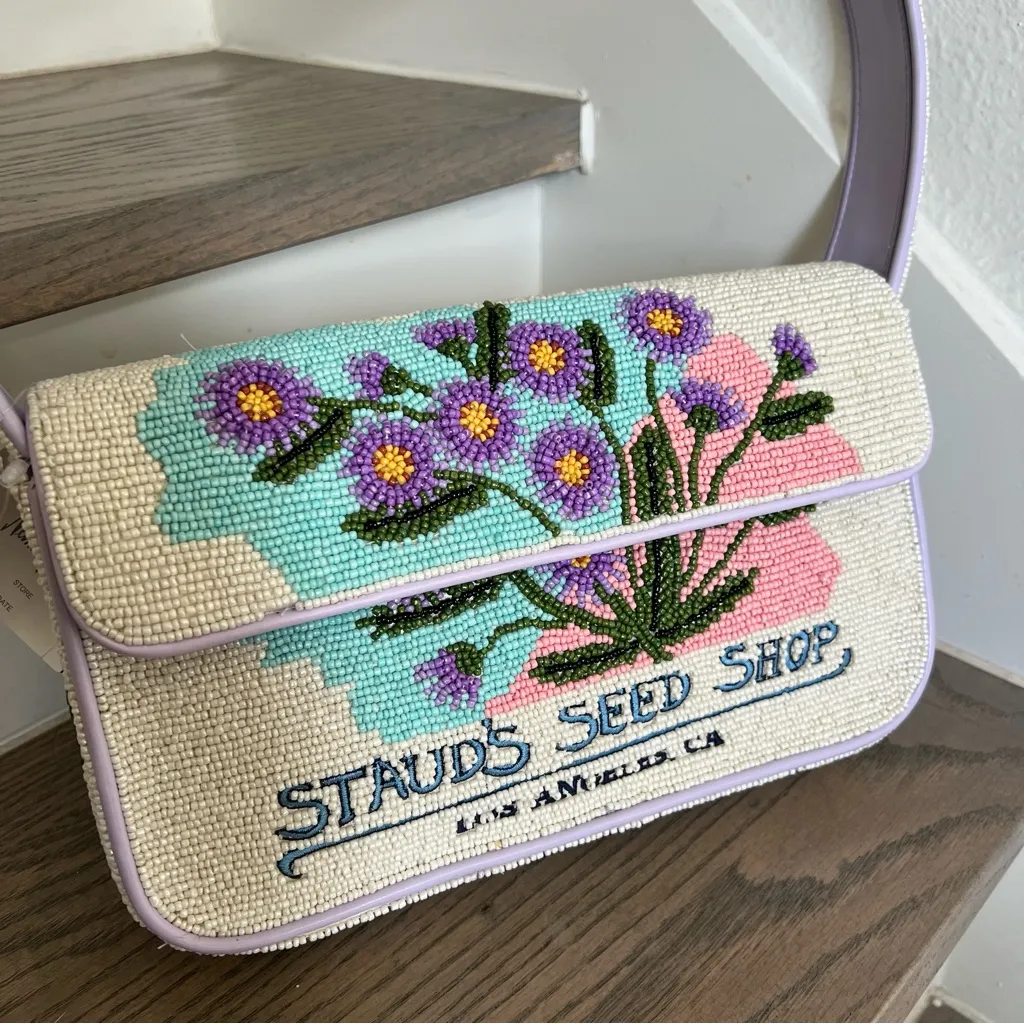 Staud Staud Tommy Beaded Shoulder Bag in California Aster White - Image 4