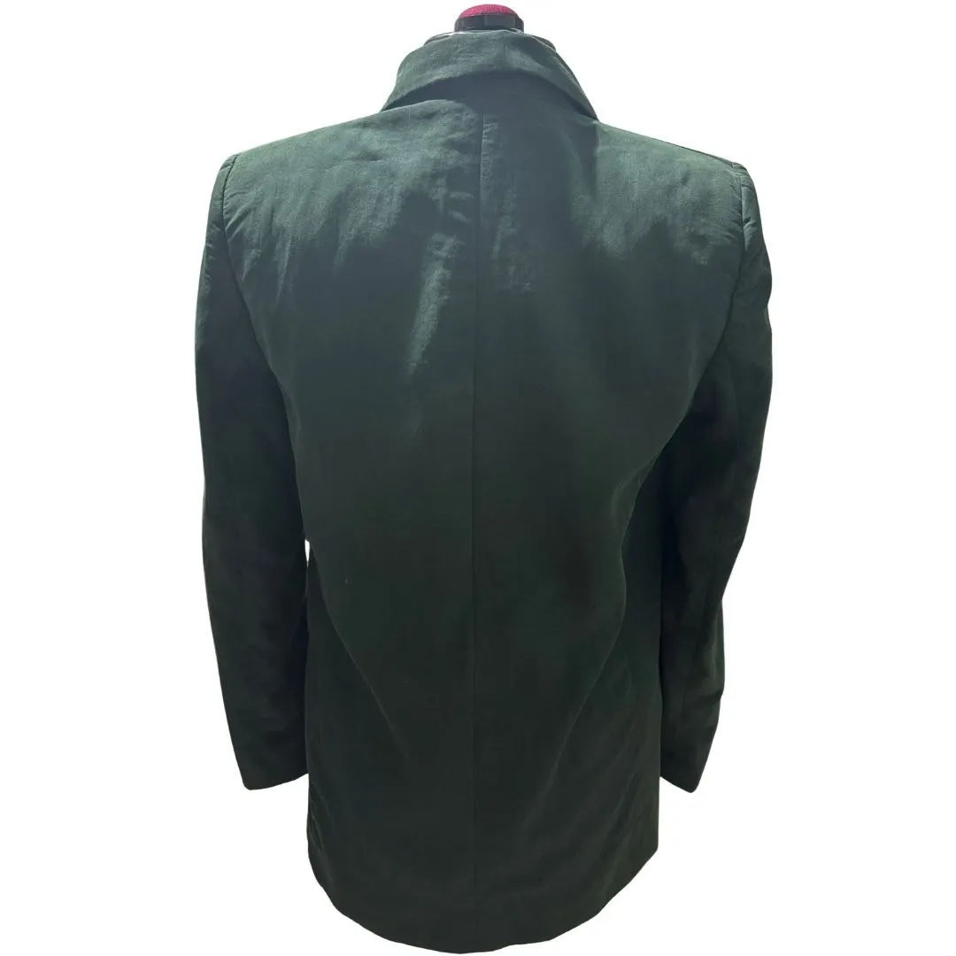 MANGO Suits Double Breasted Crinkle Blazer Dark Green Relaxed Fit EUC Small - Image 5