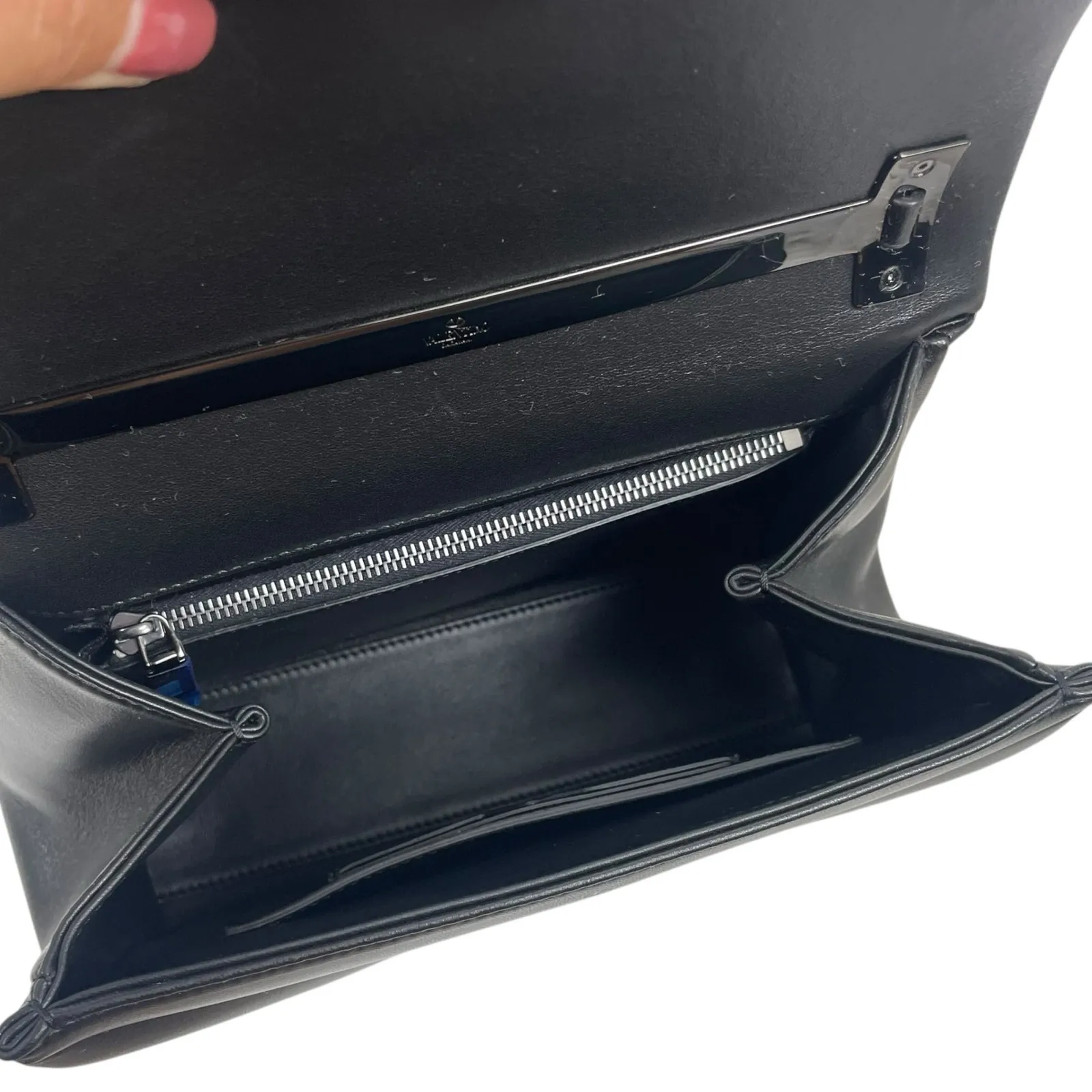 Valentino Garavani One Stud Small Top Handle Leather Flap Bag Black - Image 14