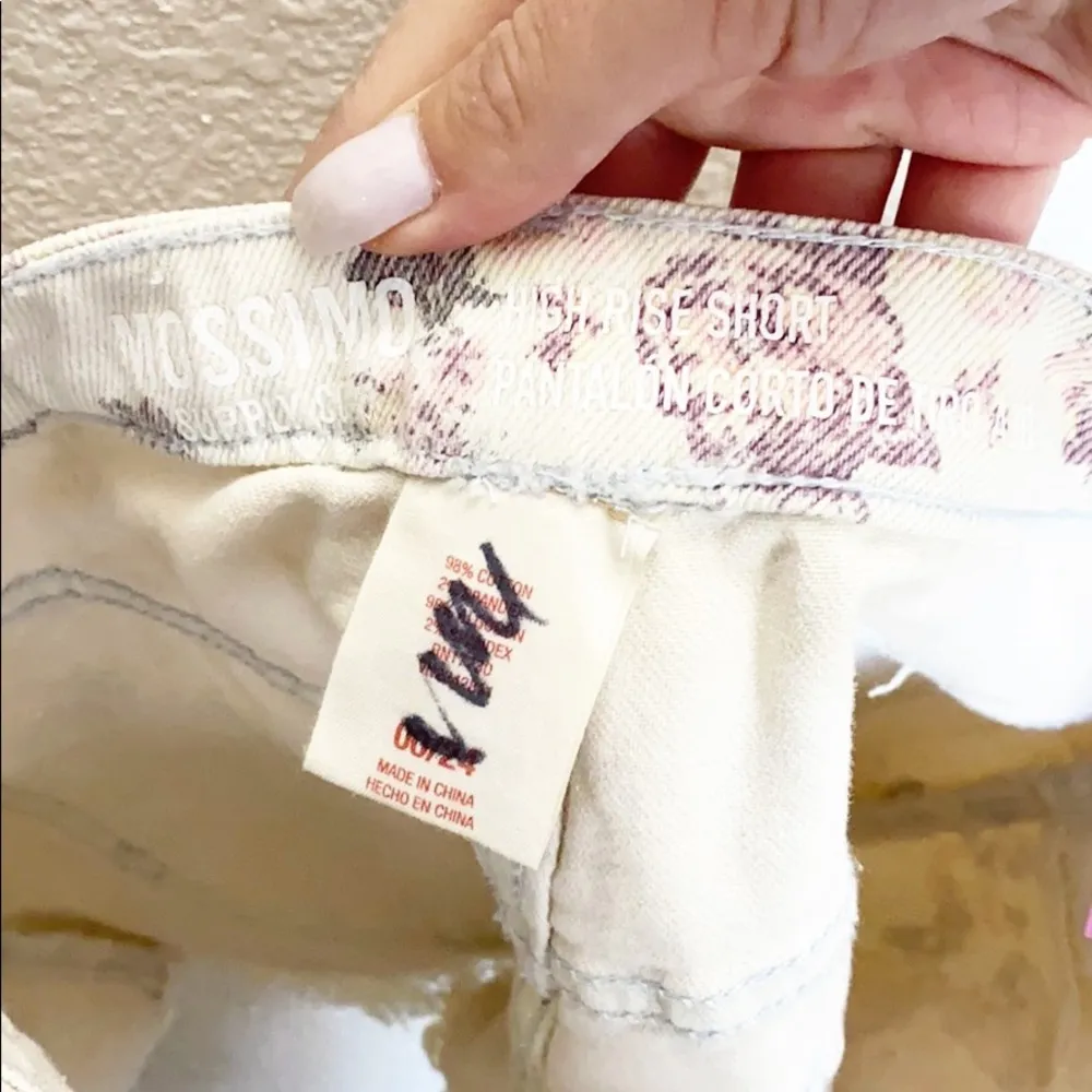 Mossimo Floral Cream Denim High Rise Cuffed Shorts Size 24 - Image 7