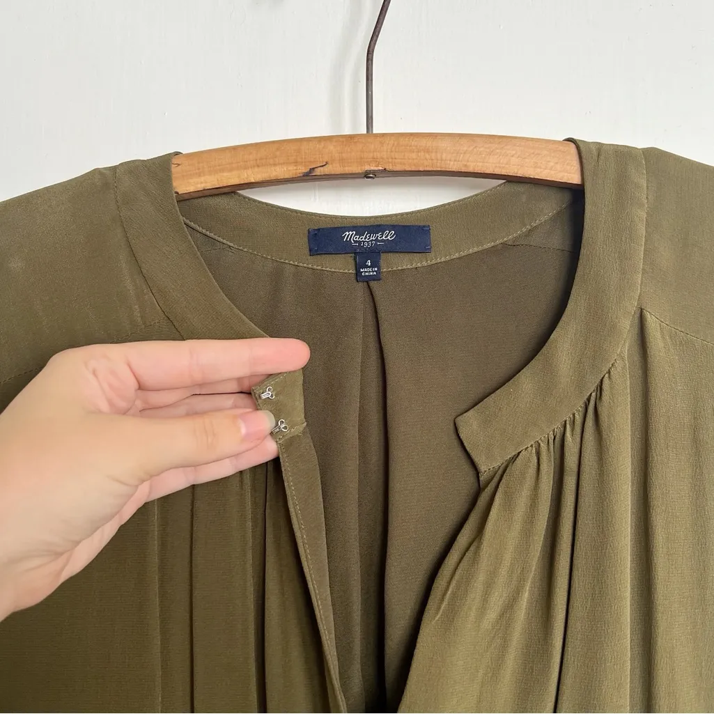 Madewell • Moonset Silk Dress olive green washed midi shift - Image 7