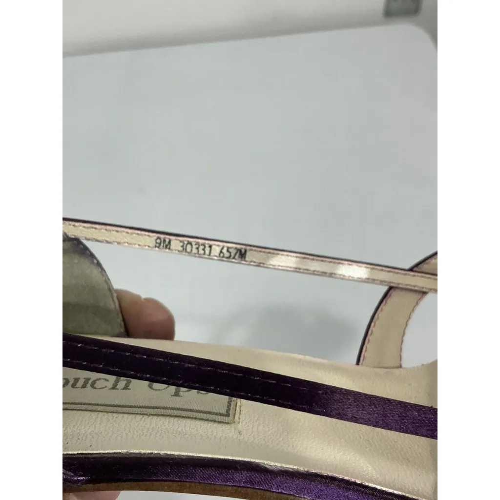 Womans Touch Ups Purple 9 M Slip On Strappy Open Toe Heel Pumps Rhinestone - Image 7