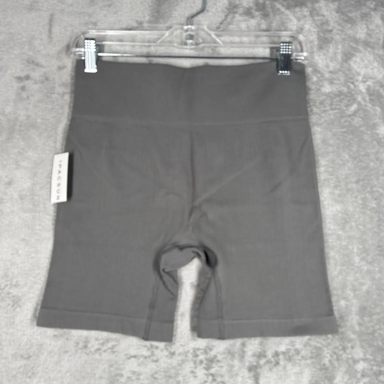 PacSun Bike Shorts‎ Womens Large Gray Ribbed Neutral Gym Training Athleisure - Image 3