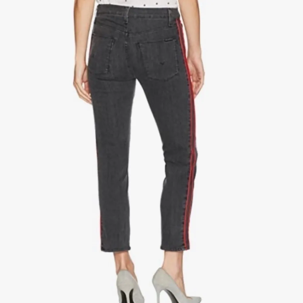 Hudson Zoeey High Rise Faded Black & Red Tuxedo Stripe Ankle Jeans 25 - Image 4