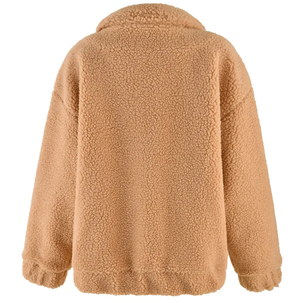 I Am Gia Pixie Tan Oversized Teddy Sherpa Bomber Coat size Small $99 - Image 6