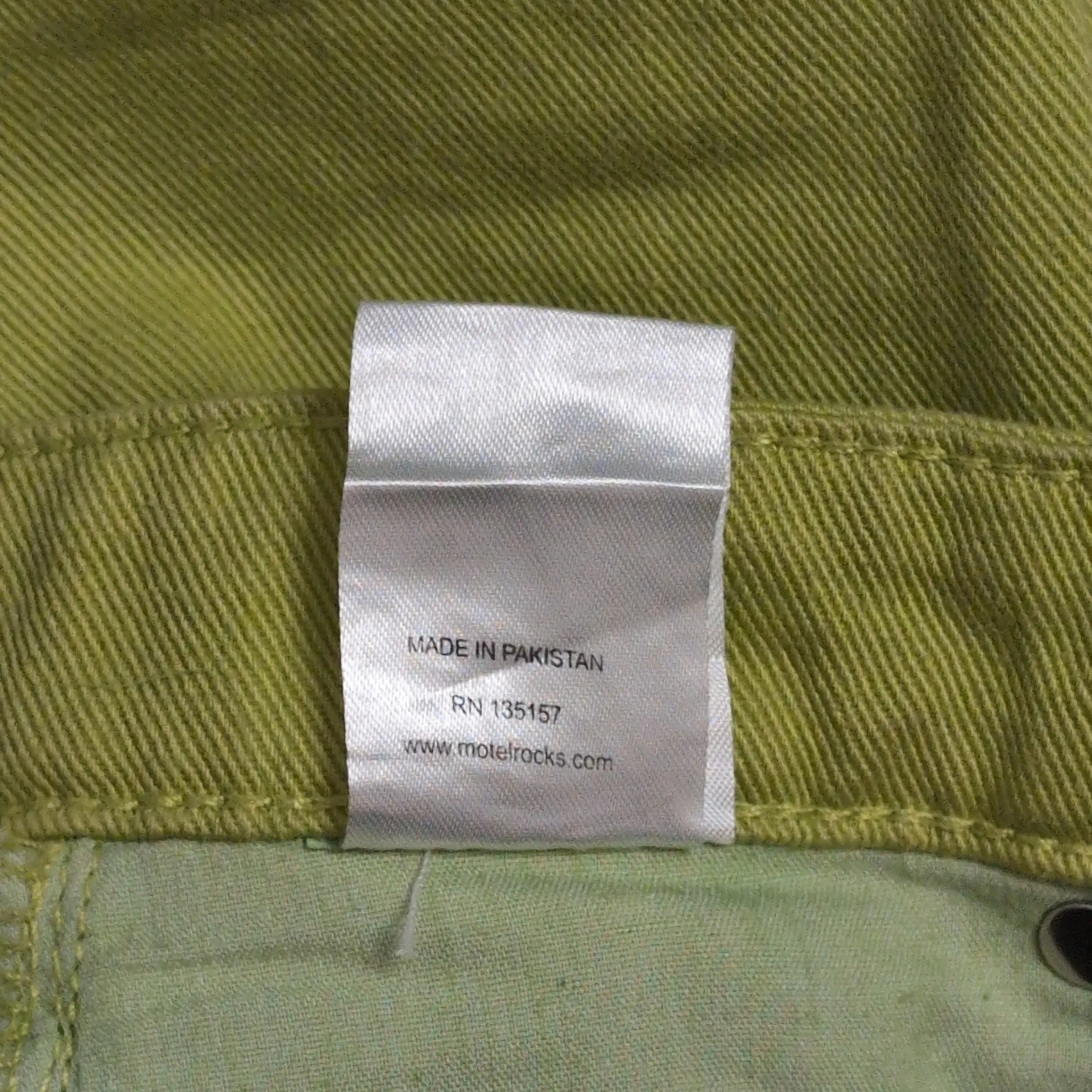 Motel Rocks Denim Yellow-Green 5-Pocket Straight Leg High-Waisted Pants XS/33 - Image 10