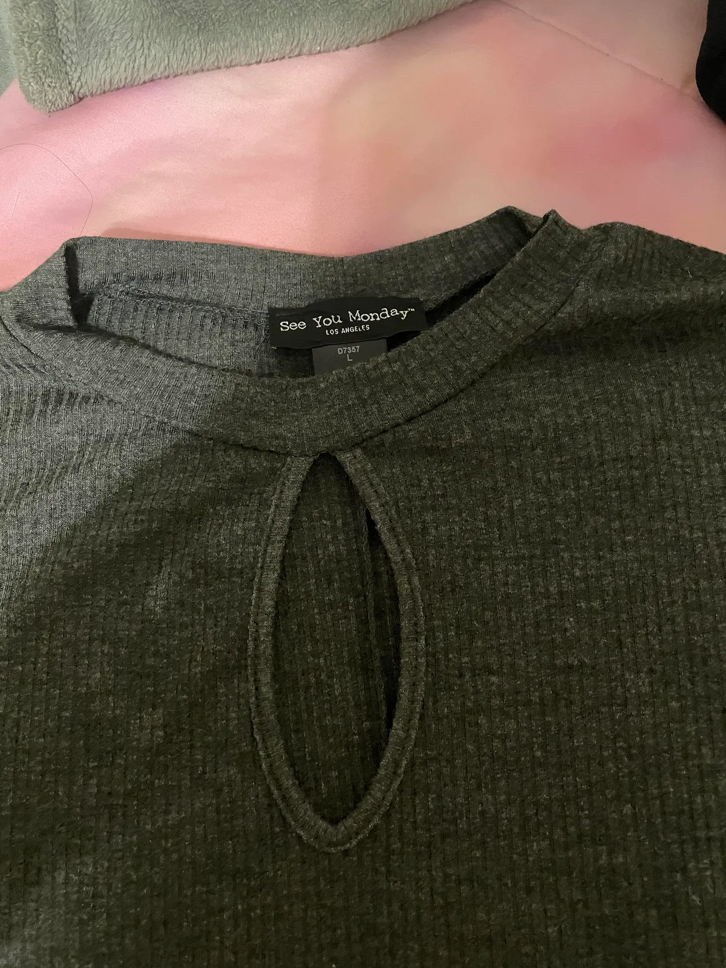 Ribbed Gray Keyhole Dress - Image 6