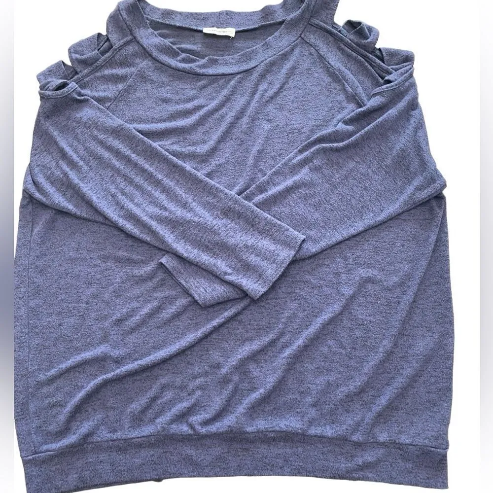 ee:some Blue Cutout Open Sleeve Lightweight Knit Sweater Top Women’s 1X - Image 3