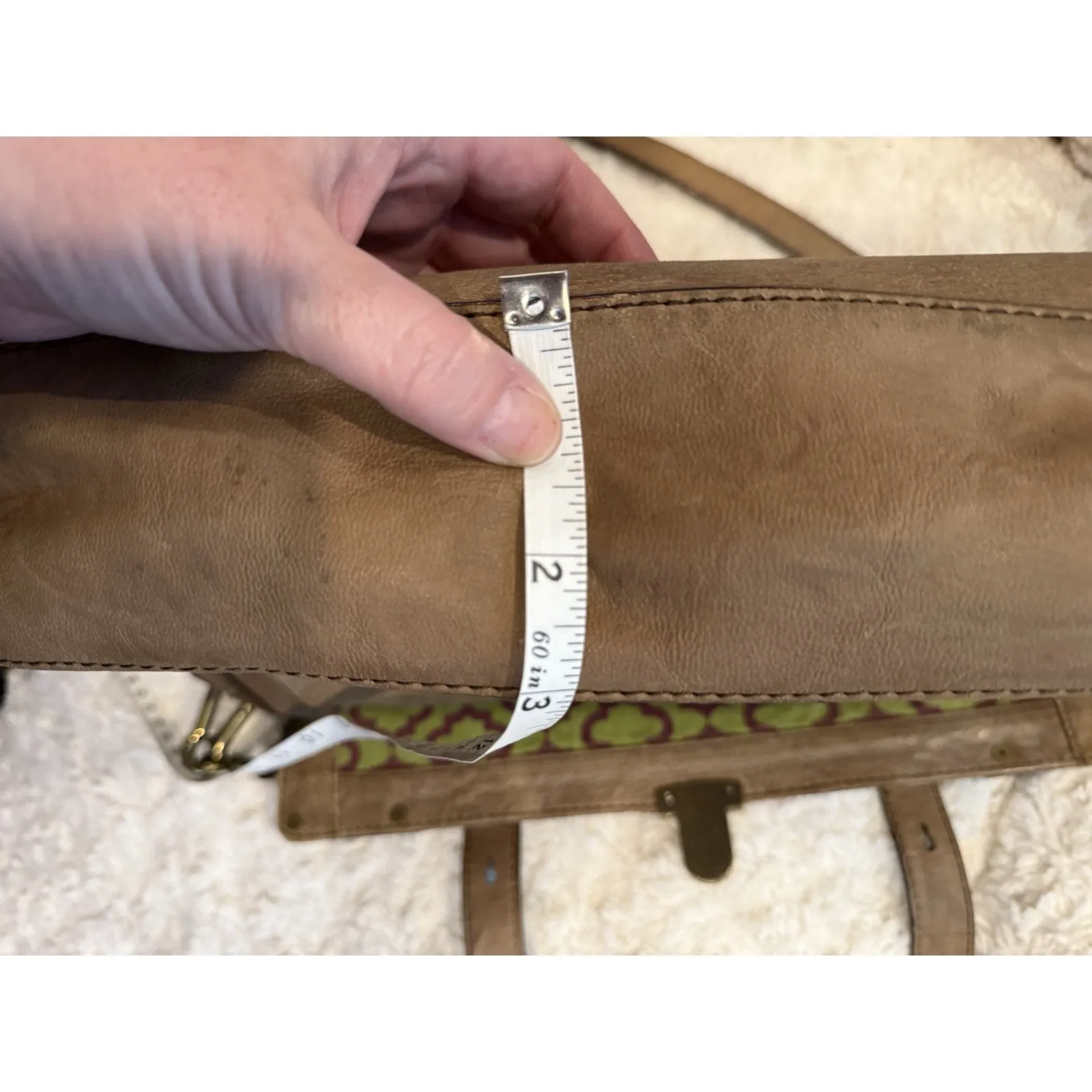 orYANY Brown Leather Pushlock Briefcase Messenger Crossbody Bag - Image 8