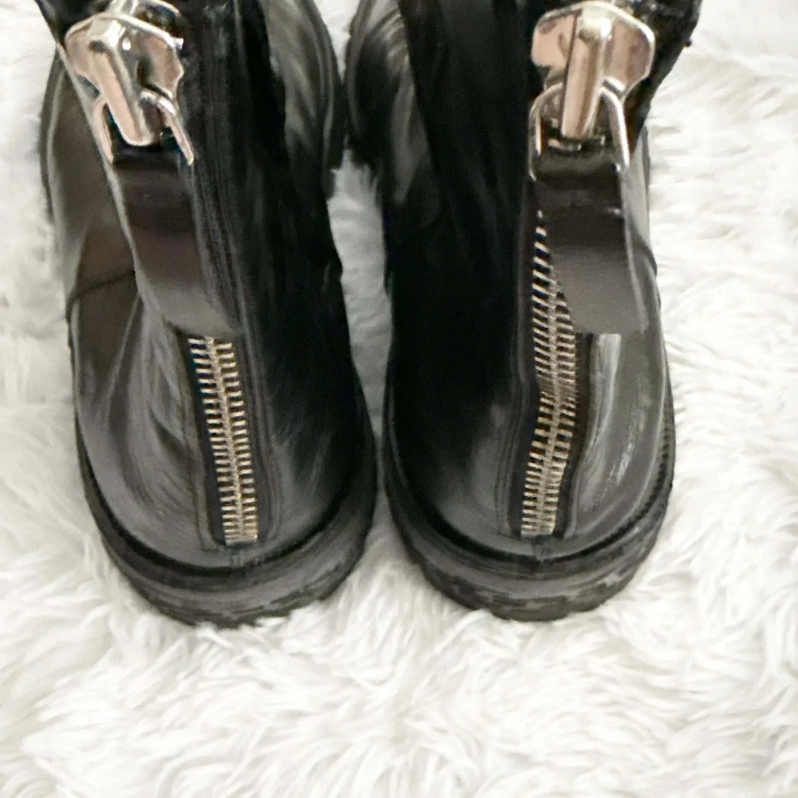 MOMA | Tronchetto Leather Ankle Boots Moto Combat Italian Leather Zipper | 40 Black Size 10 - Image 5