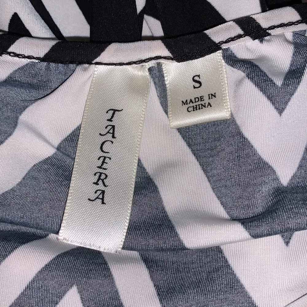 Tacera  black white chevron print belted short sleeve dress - Image 5