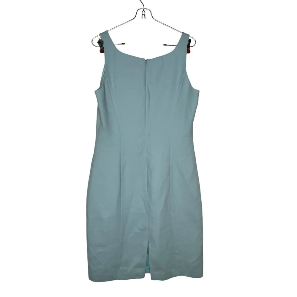 August Silk Women Dress Lined Knee Length Square Neck Sleeveless Split Hem Green - Image 7