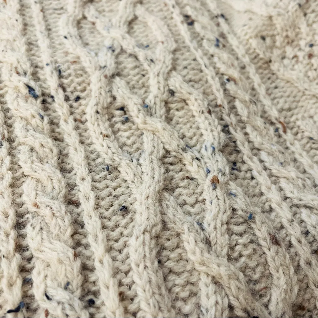 VTG Acorn 100% British Wool Aran Cable Knit Size Large Fisherman Sweater Unisex - Image 9