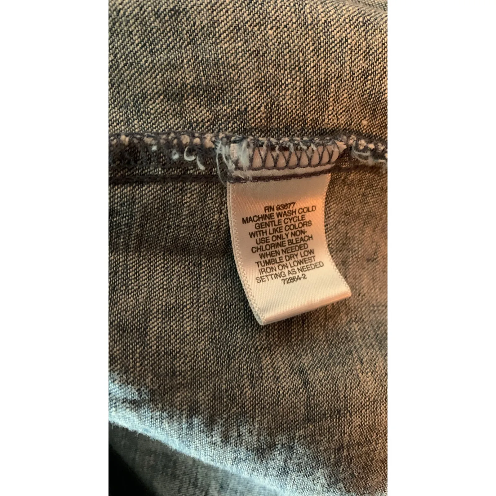 Liz Claiborne Size L Blue Chambray Linen Cotton Blend Maxi Dress Button Front V - Image 2