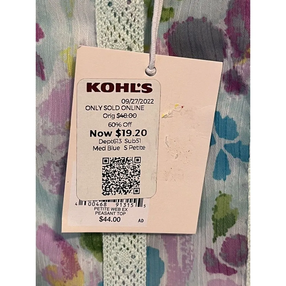 LC Lauren Conrad Shirt Womens PS Petite Small Floral Lace Sheer Top Blouse NEW - Image 9