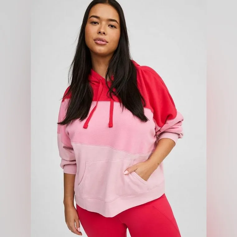 Torrid Pink Colorblock Valentine Cozy Fleece Relaxed Hoodie Sweatshirt - size 2 - Image 10