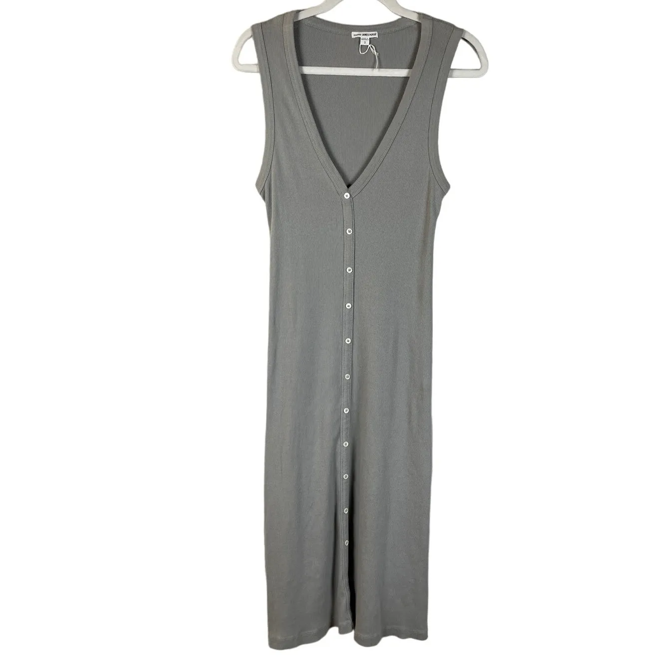 James Perse Ribbed Stretchy Gray Midi A-Line Dress Size‎ Medium - Image 4