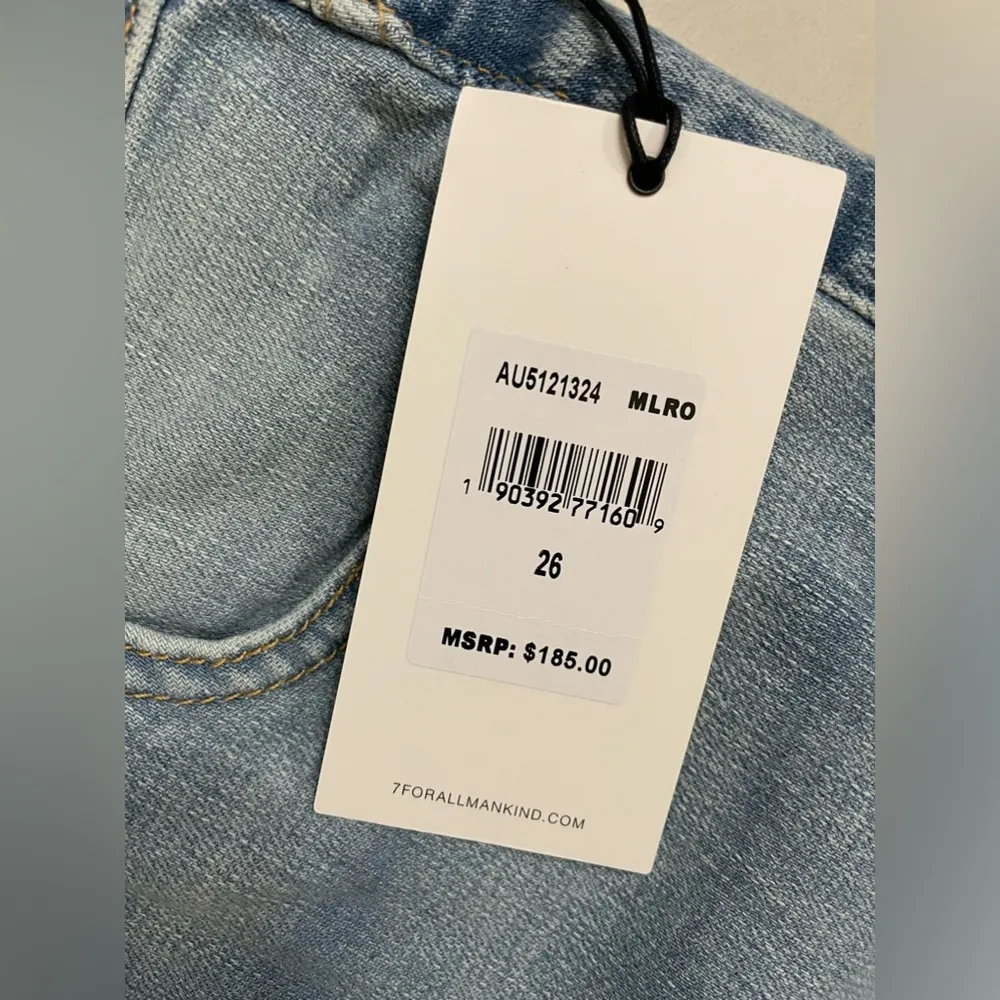 NWT 7 For ManKind Broken Twill Mid Roll Denim Shorts Coco Drive Size 26 - Image 7