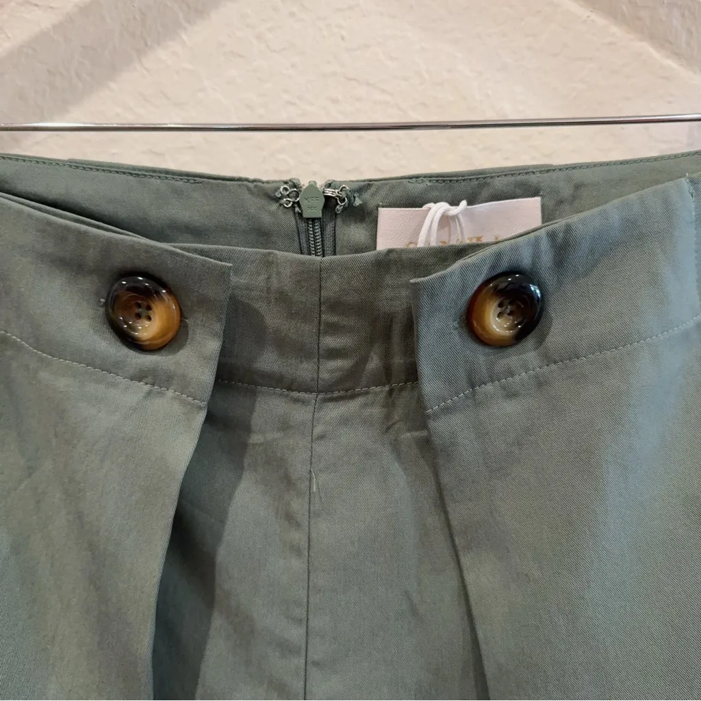 Sancia The Eveline Tencel High Waist Dress Shorts Panama Green Size M NWT Size M - Image 3