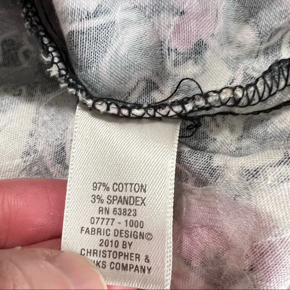 Christopher & Banks Floral button up Blouse Short Jacket gingham trim Large READ - Image 10