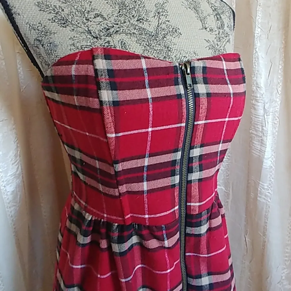 Charlotte Russe Strapless Red Tartan Plaid Dress - Image 2