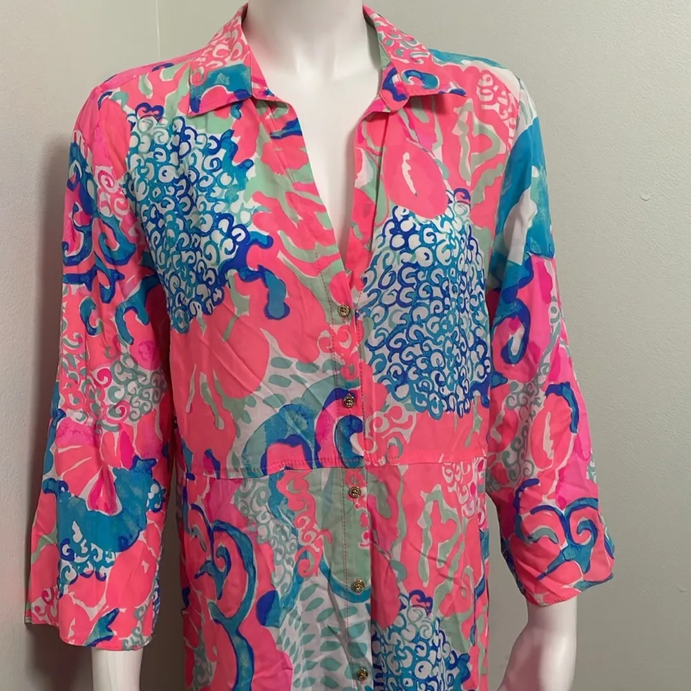 Lilly Pulitzer Emerald Beach Cover-up Tunic Dress Pink I’m So Jelly Small - Image 6