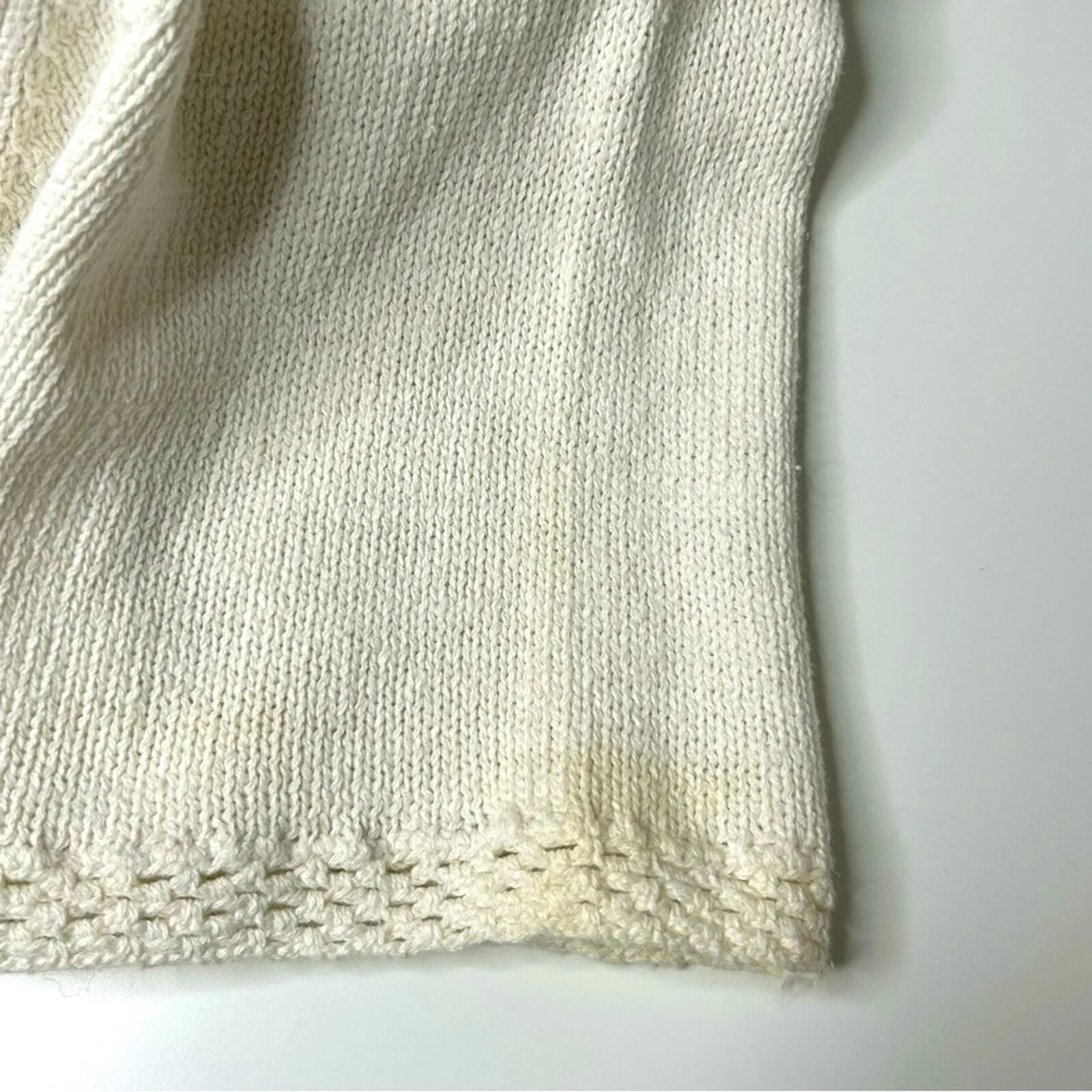 Vintage Margules Cream Floral Beaded Knit Cardigan‎ Top Short Sleeve Medium White - Image 7