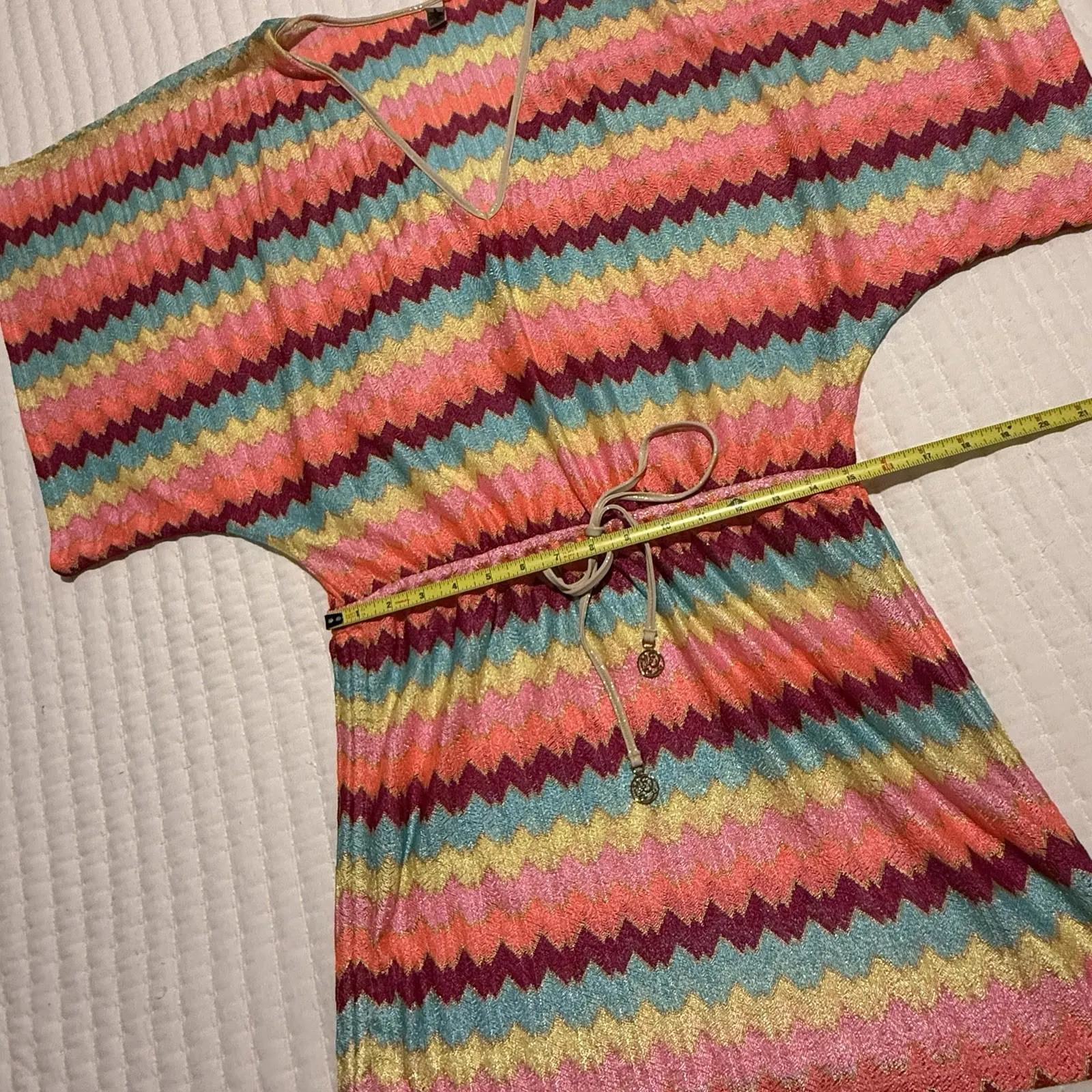 Luli Fama Cabana V Neck Chevron Cover Up Dress Sz M Medium Beach Wear - Image 9