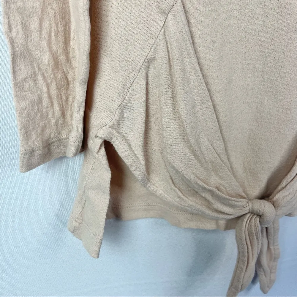 Lucky Brand Light Pink Knit Cold Shoulder Tie Front Long Sleeve M - Image 3