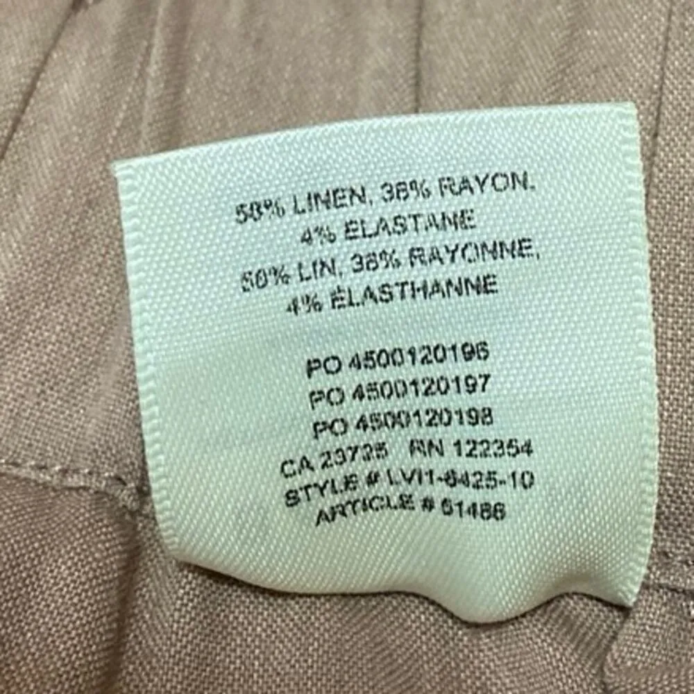 Aritzia Babaton Women's Brown Tan Linen Skinny Mid Rise Crop Trousers Pants XXS - Image 5