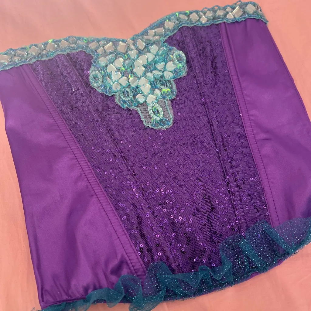 Leg Avenue Purple and Teal Mermaid Corset Top - Image 2