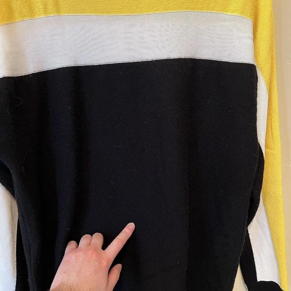 Fendi Womens Cashmere Colorblock Mesh White Yellow Black Size 40 - Image 8