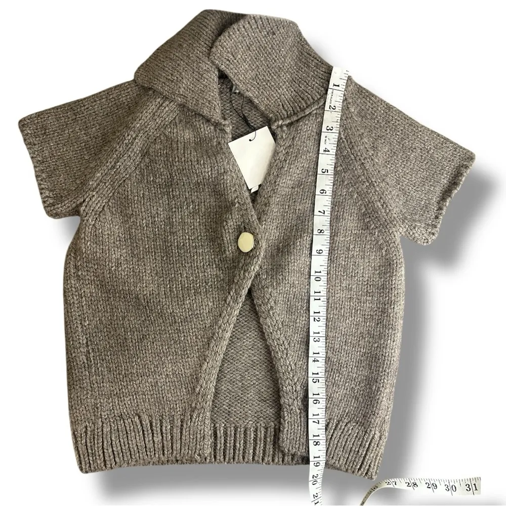 ZARA Short-Sleeve Knit Cardigan Sweater Vest, Taupe Wool Blend, Size S, NWT - Image 5