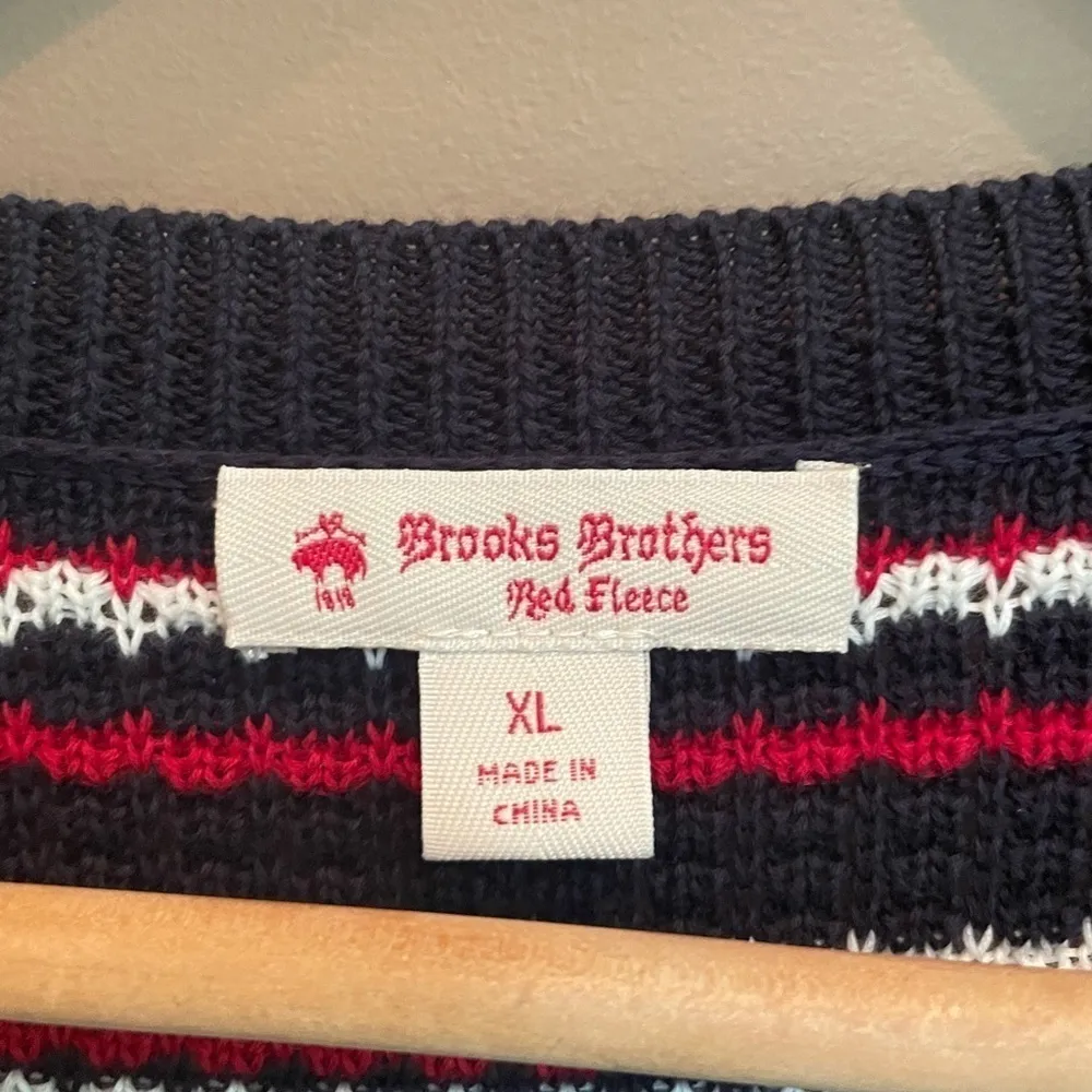 Brooks Brothers Striped Pointelle Cotton Sweater Size XL - Image 8