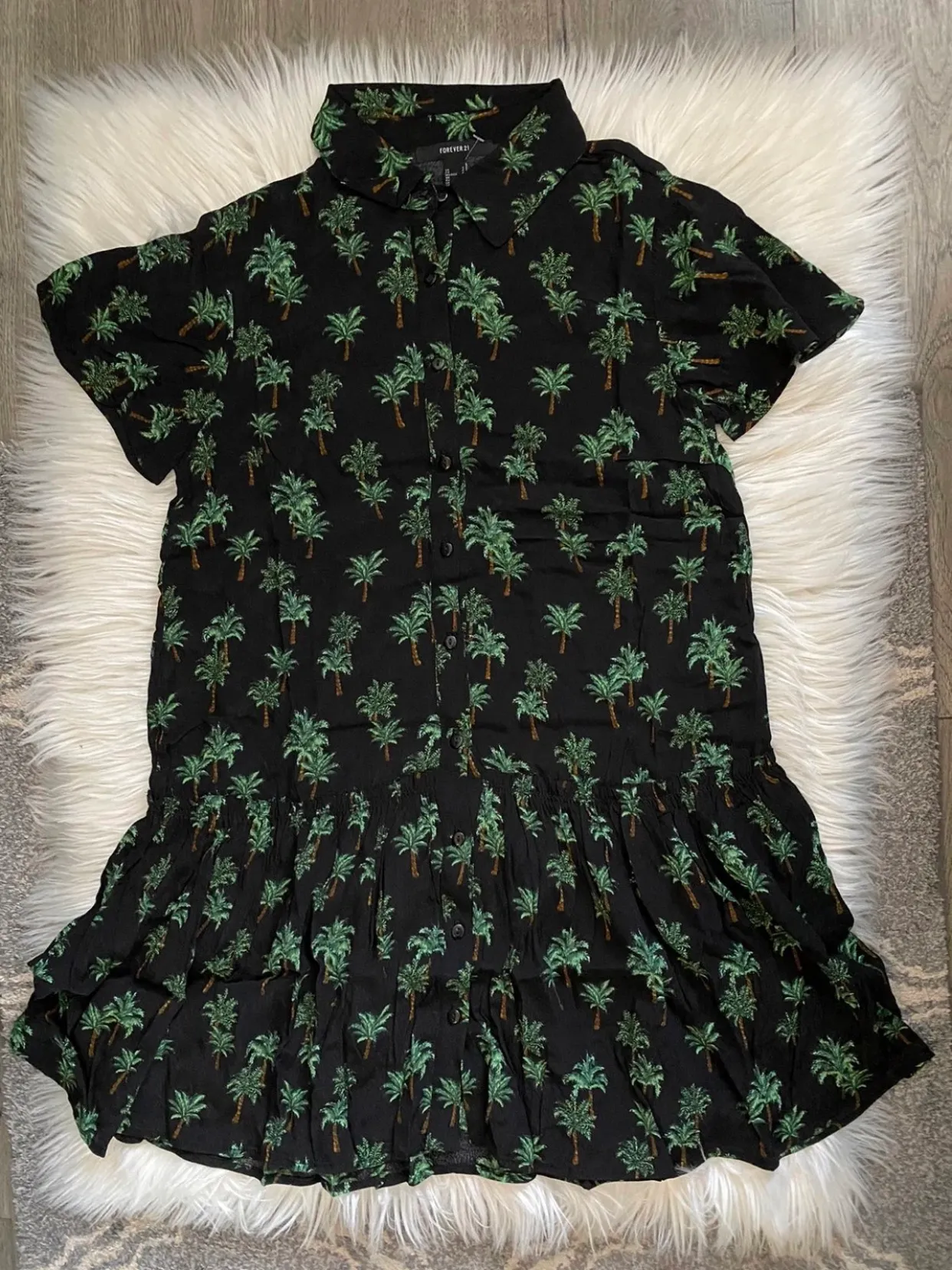 Woven Palm Tree Print Dress - Image 5