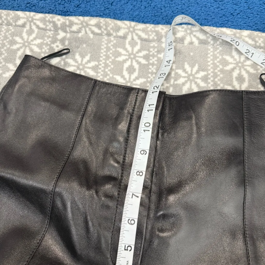 NWT Massimo Dutti Black Nappa‎ Leather TrousersLimited Edition Split Hem Medium - Image 12