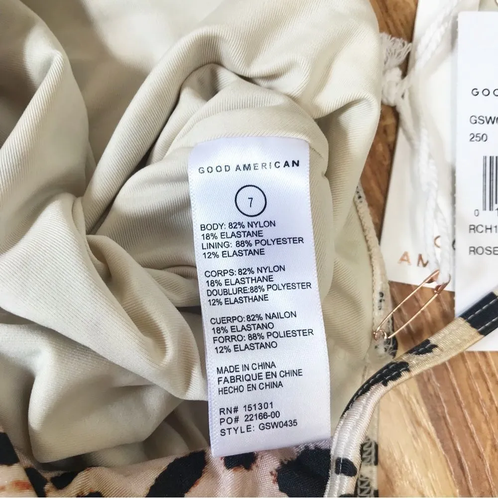 GOOD AMERICAN Leopard Print One Piece Swimsuit Satin‎ High Cut Leg Size 4X 4XL 7 - Image 8